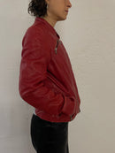 Vintage Arma Leather Biker Jacket Fitted Red Beautiful Patterns – S