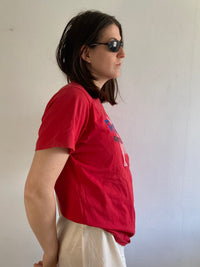 T-Shirt Vintage Reebok Front Print Sport Red Unisex – XL