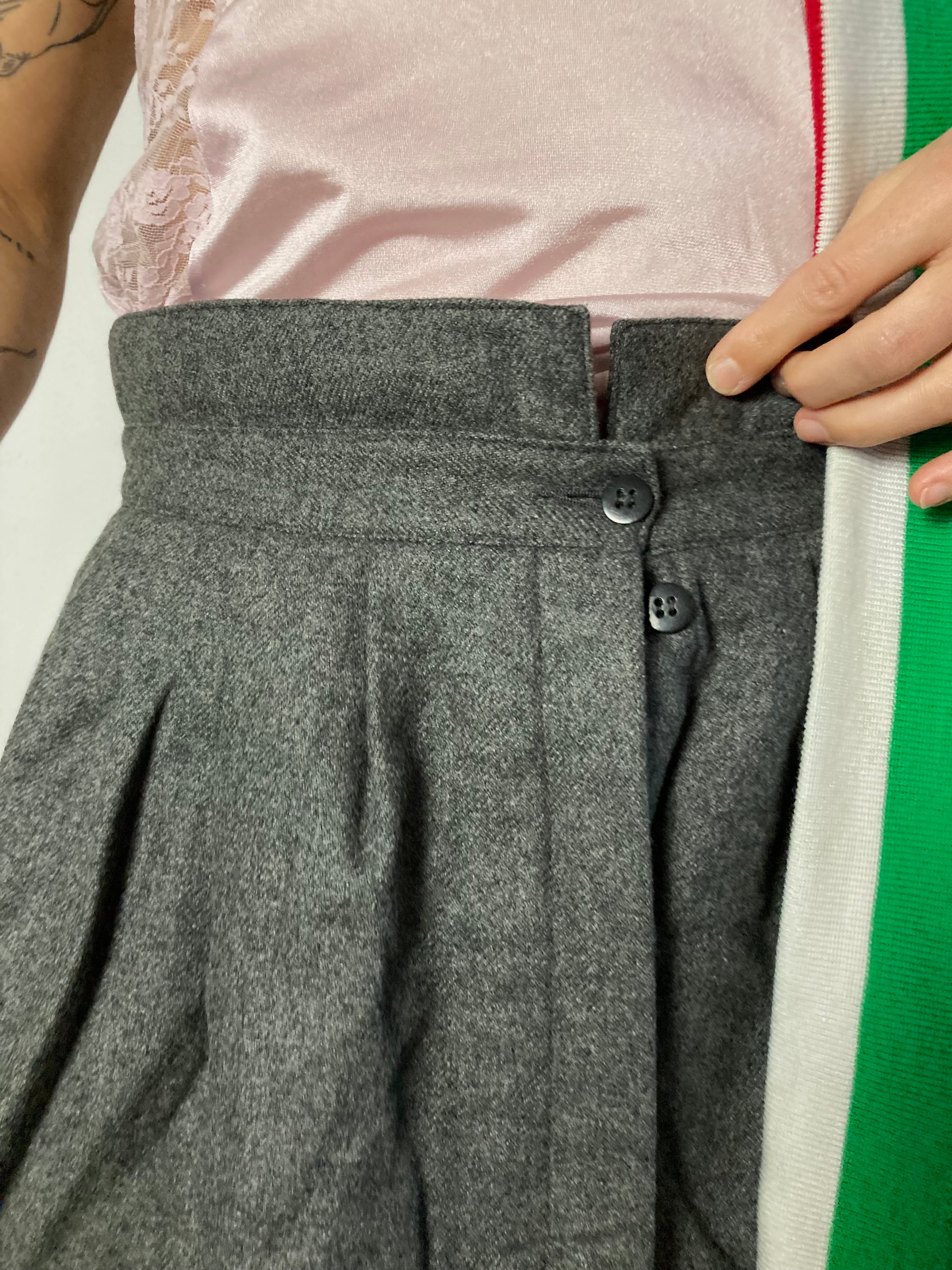 Skirt Arvel Paris Button Front Open Style Grey Women – M