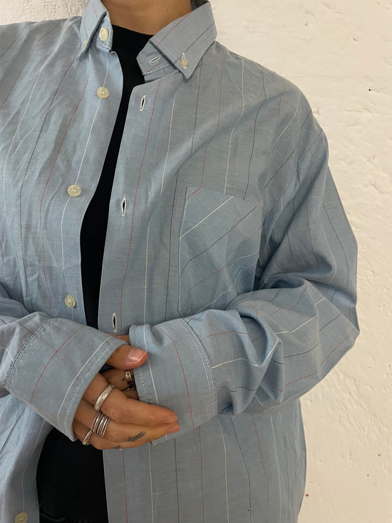 Long Sleeve Shirt Blue with Red Lines – M/L