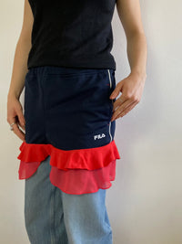 Skirt Vintage Dark Blue Handmade Layering Unique Women – S