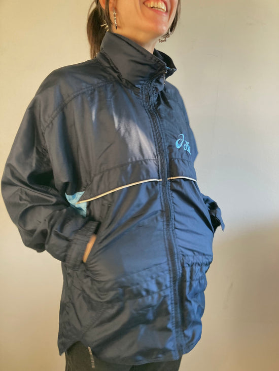 Jacket Vintage Oversized Windbreaker Asics Light Blue Blue Unisex – M