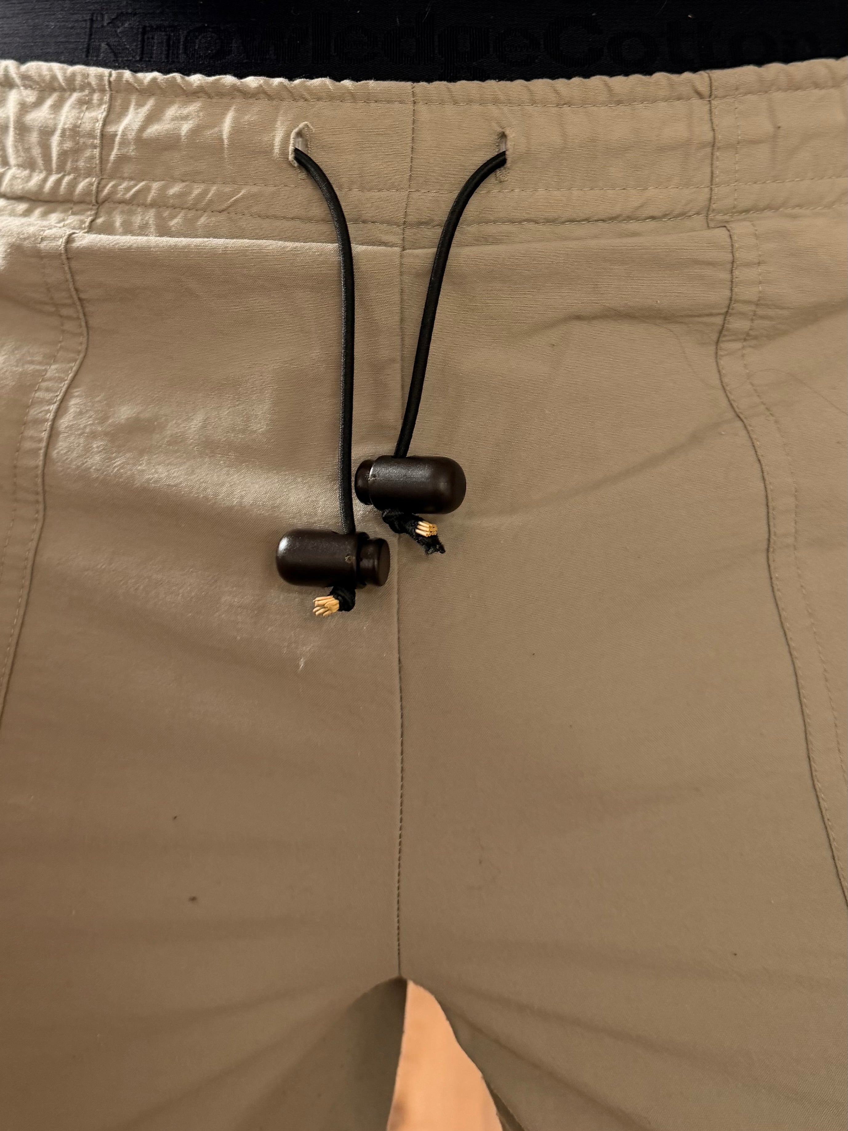 Unisex Pants Yokoo Beige Stretch Waist Adjustable Drawstring – L