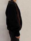 Vintage Wool Cardigan Brown Stripe Details Unisex – L