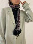 Vintage Fluffy Warm Long Scarf Multicolor Black Red White
