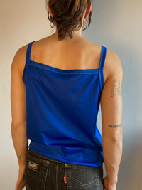 Top Vintage Y2K Spaghetti Strap Top Blue Glitter Pattern Women – M