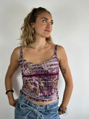 Tank Top Vintage Striped Pink Purple Summer Lightweight – S