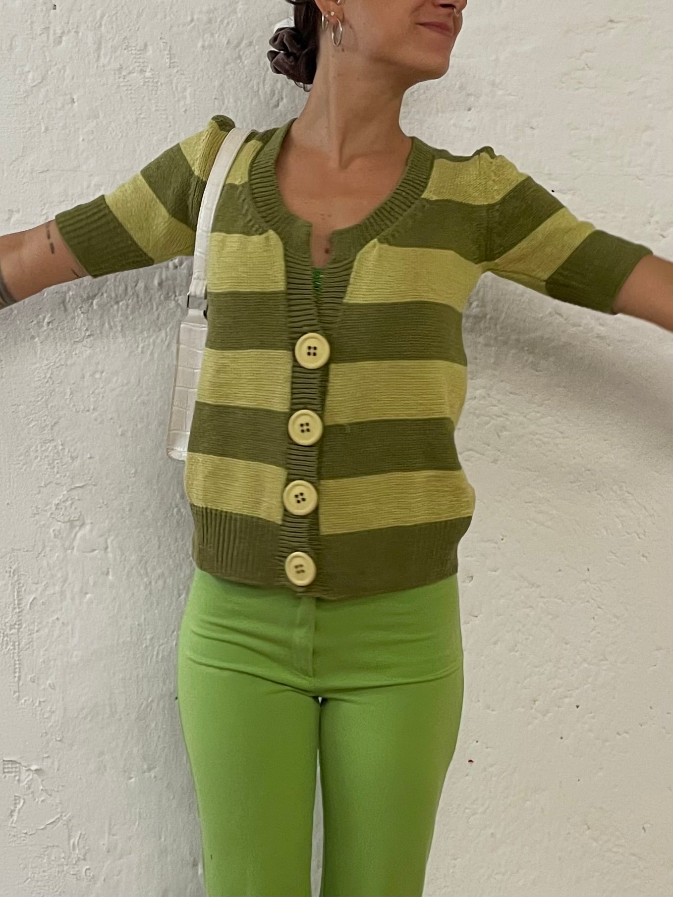 Gestreifte Strickjacke M