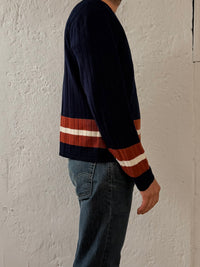 Vintage Pullover Stan’s Blue Cotton Blend Longsleeve with Red Details Unisex – L