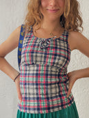 Kariertes Y2K Top mit schnürung S/M - Kleiderhaufen - Default Title