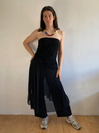 Sheer Dress Vintage Black Convertible Skirt Style Women – L