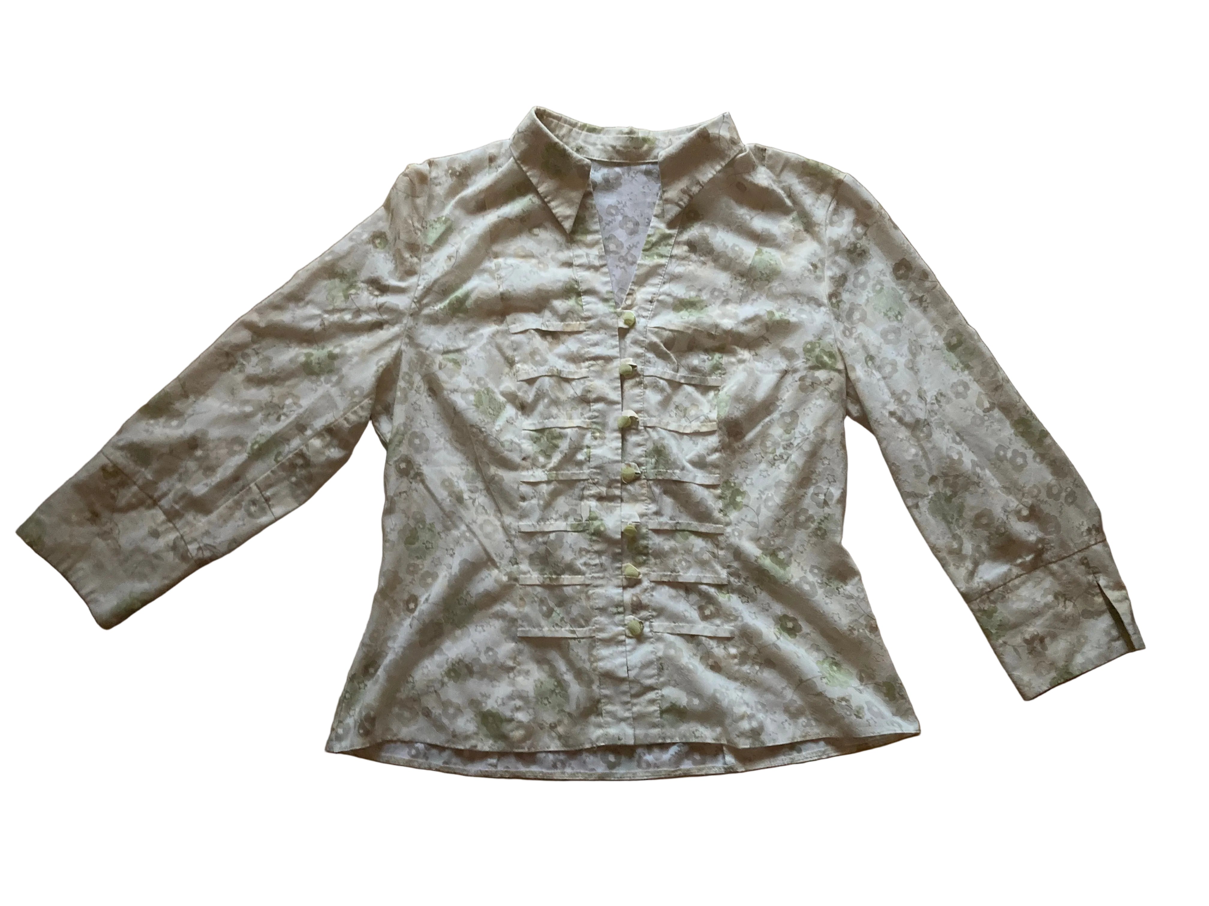 Blouse Shirt with Front Buttons 3/4 Sleeve – S/M