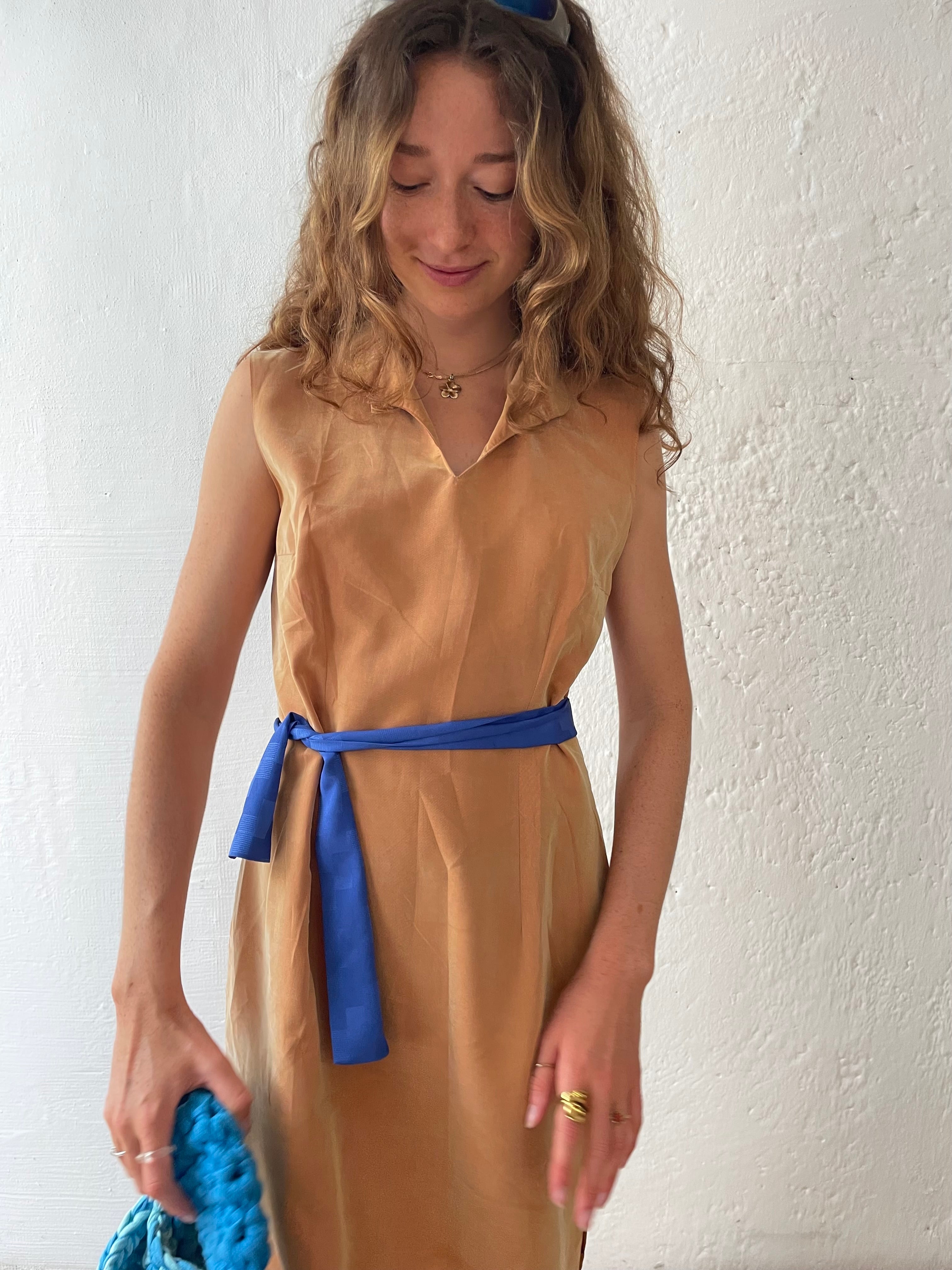 Stoff Kleid braun M (ohne Gürtel)