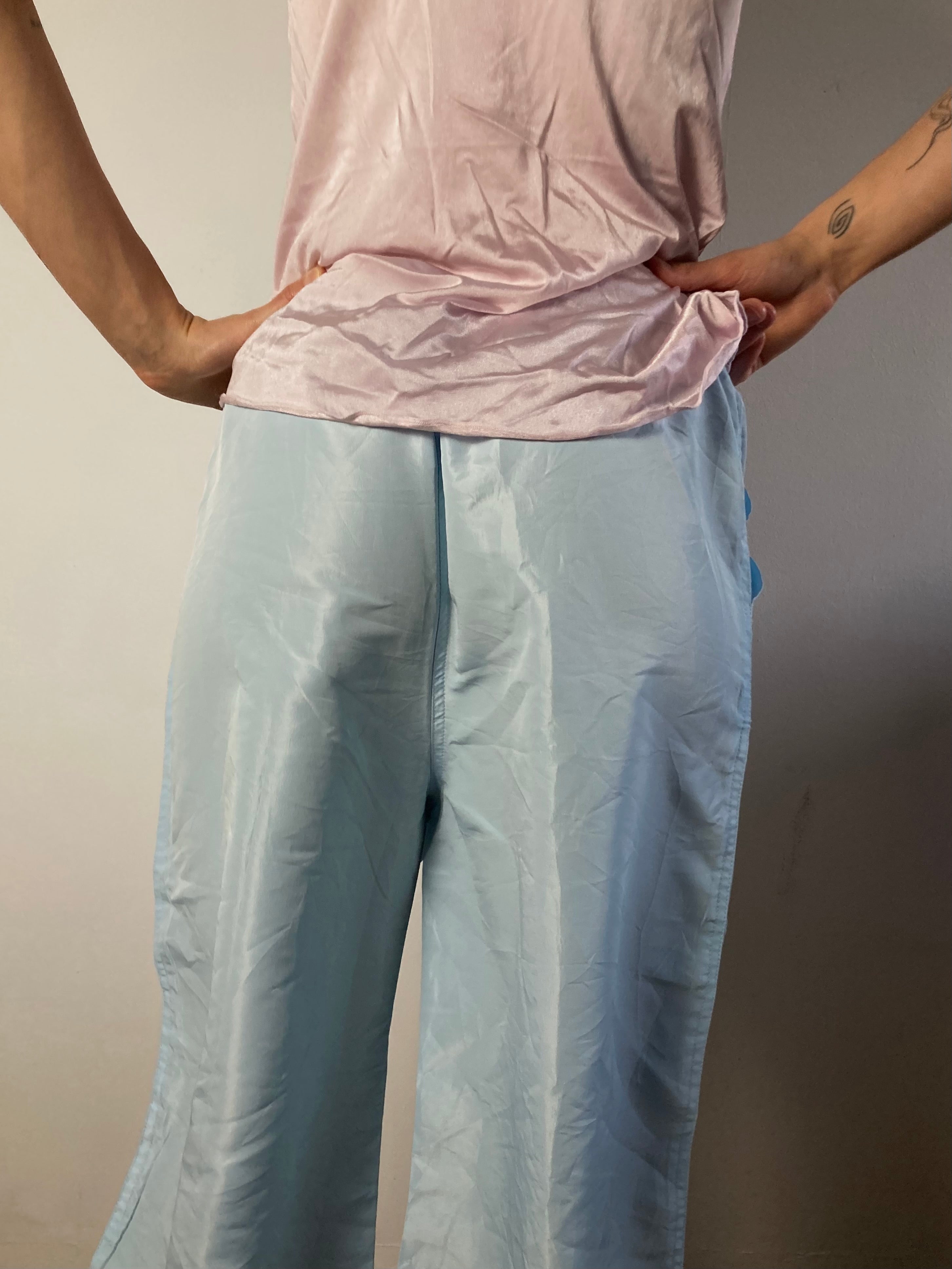 Track Pants Sport Paris Light Blue Adjustable Waist Long Unisex – M