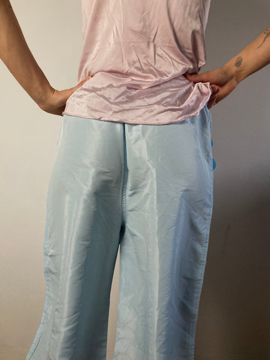 Track Pants Sport Paris Light Blue Adjustable Waist Long Unisex – M