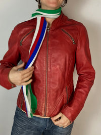 Jacket Vintage Arma Biker Leather Jacket Red Unisex – S