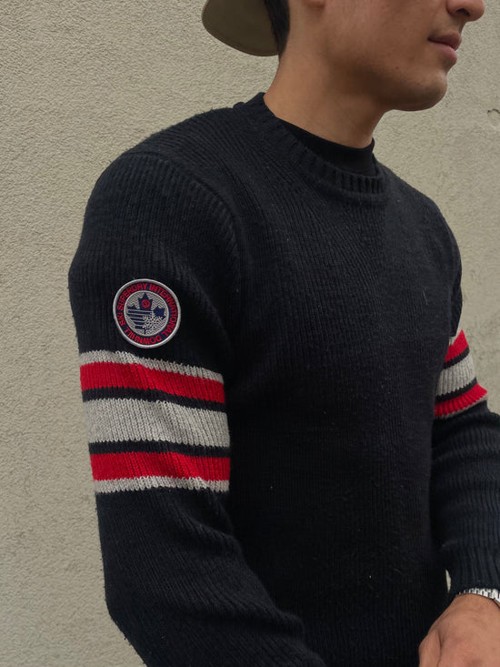 Pullover Navy Blue with Sleeve Patch Unisex – M