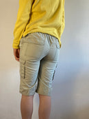 Shorts Cargo Knee Length Multi Pocket Elastic Waist Beige Cream Unisex – M