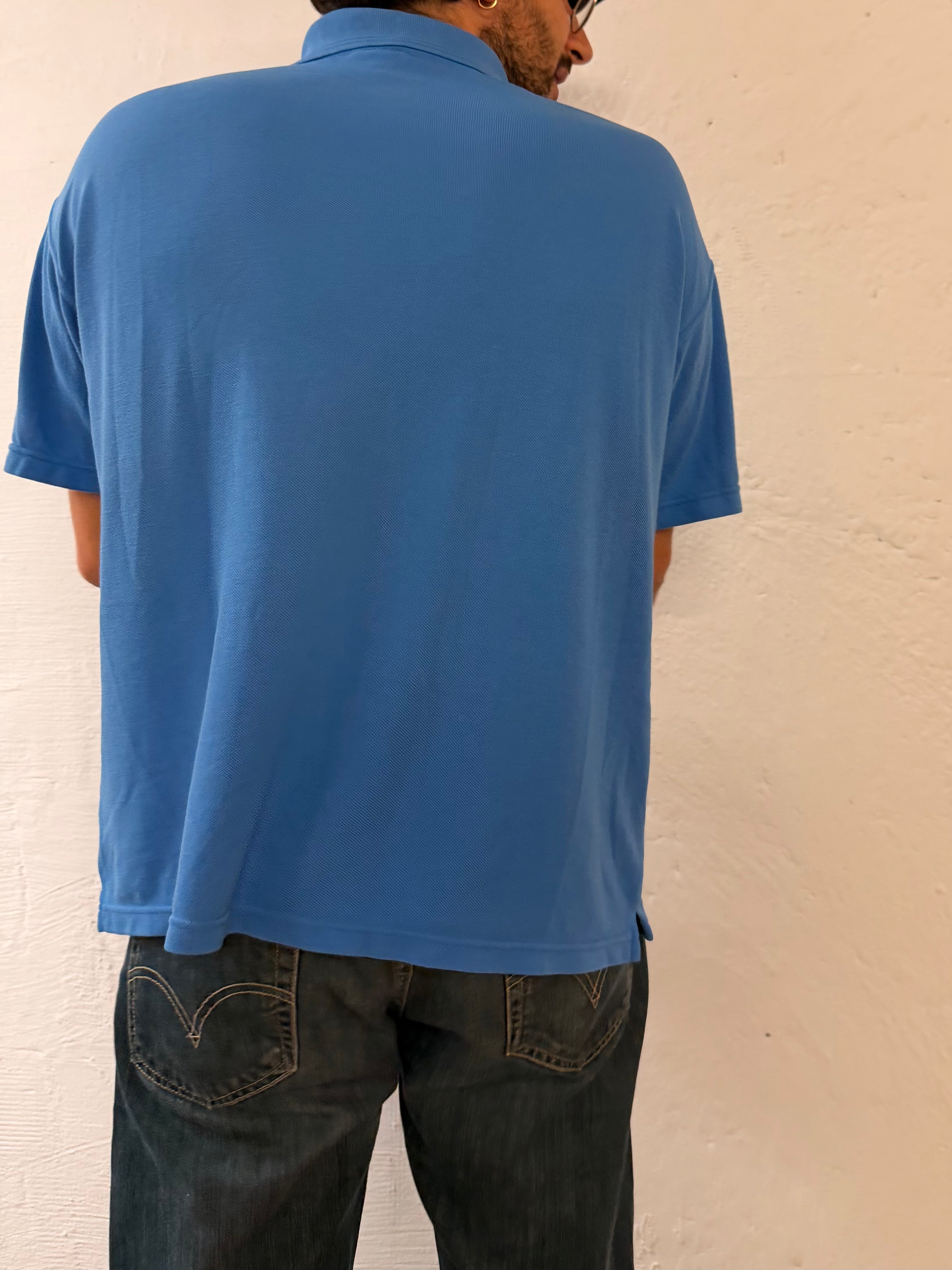 Vintage Polo T-Shirt Puma Blue Short Sleeve with Front Logo Unisex – L