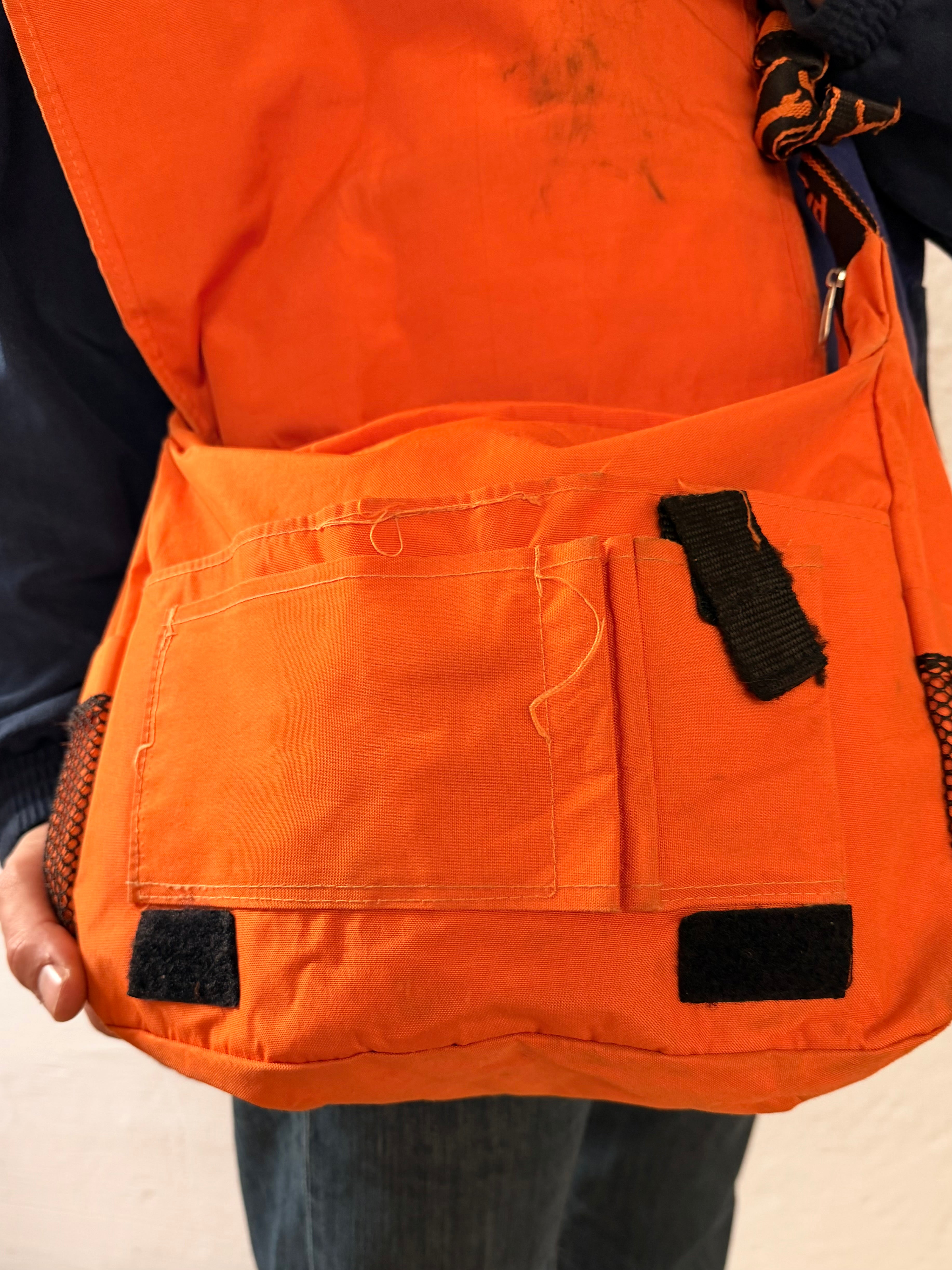 Vintage Puma Shoulder Bag Orange with Front Pattern & Black Details - One Size