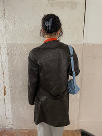 Vintage Schokobraun Ledermantel M