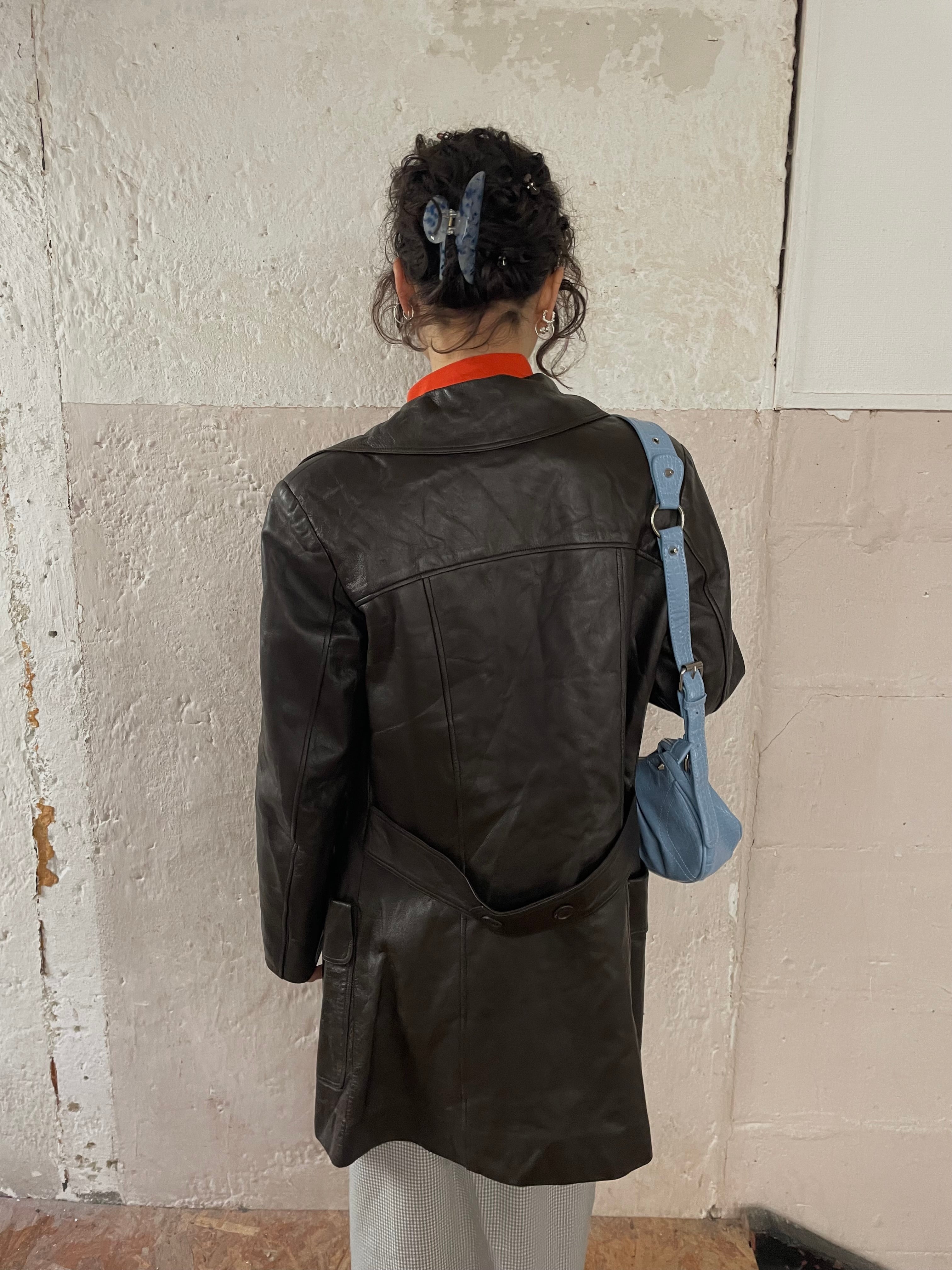 Vintage Schokobraun Ledermantel M