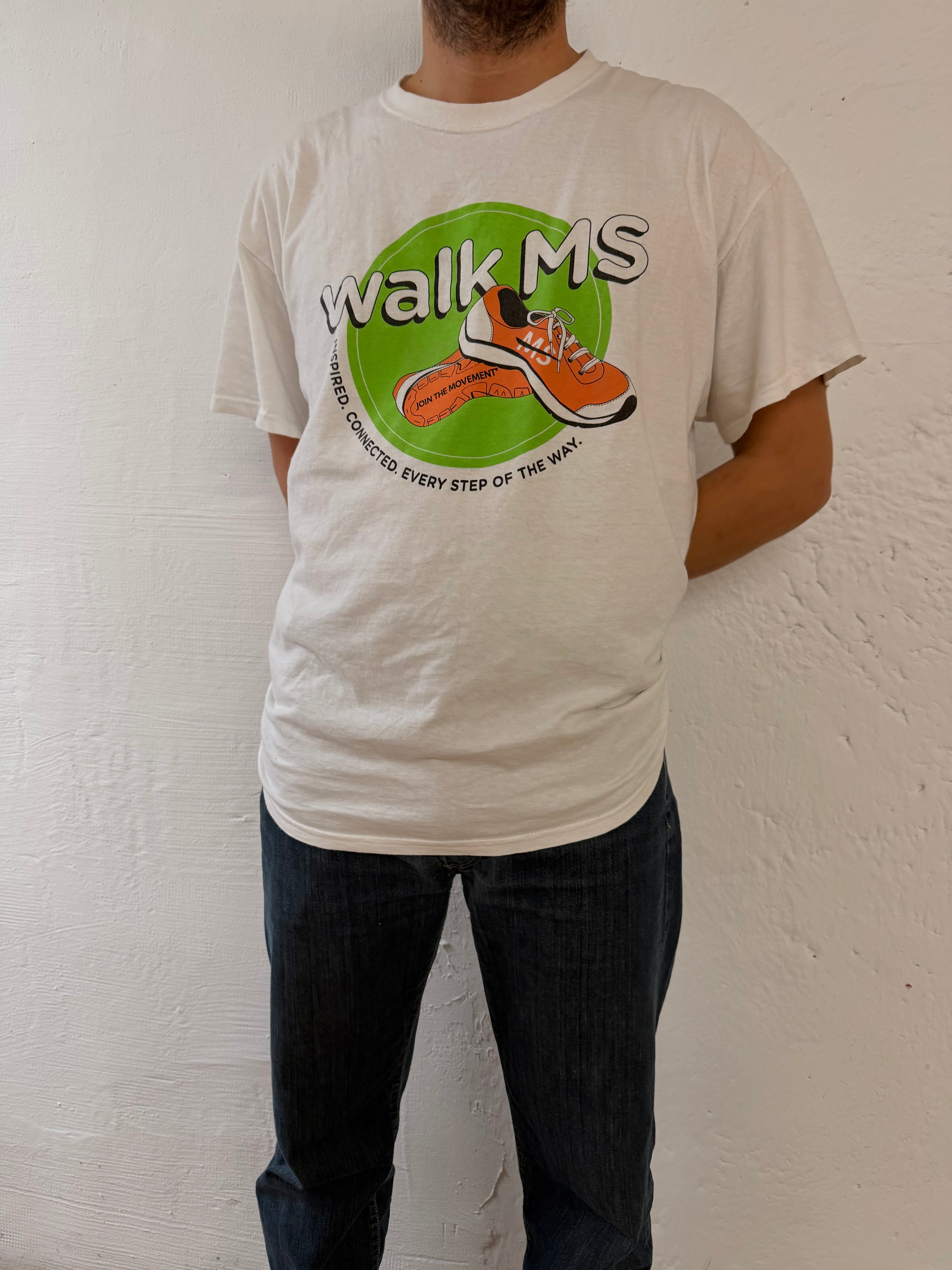 Vintage Oversized Unisex T-Shirt White Front Print & Back Pattern – XL