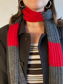 Scarf Grey Red Wool Extra Long Over 2m Spring Unisex – One Size