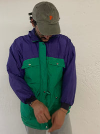 Vintage Unisex Ski Jacket Warm Winter Green Purple White – L