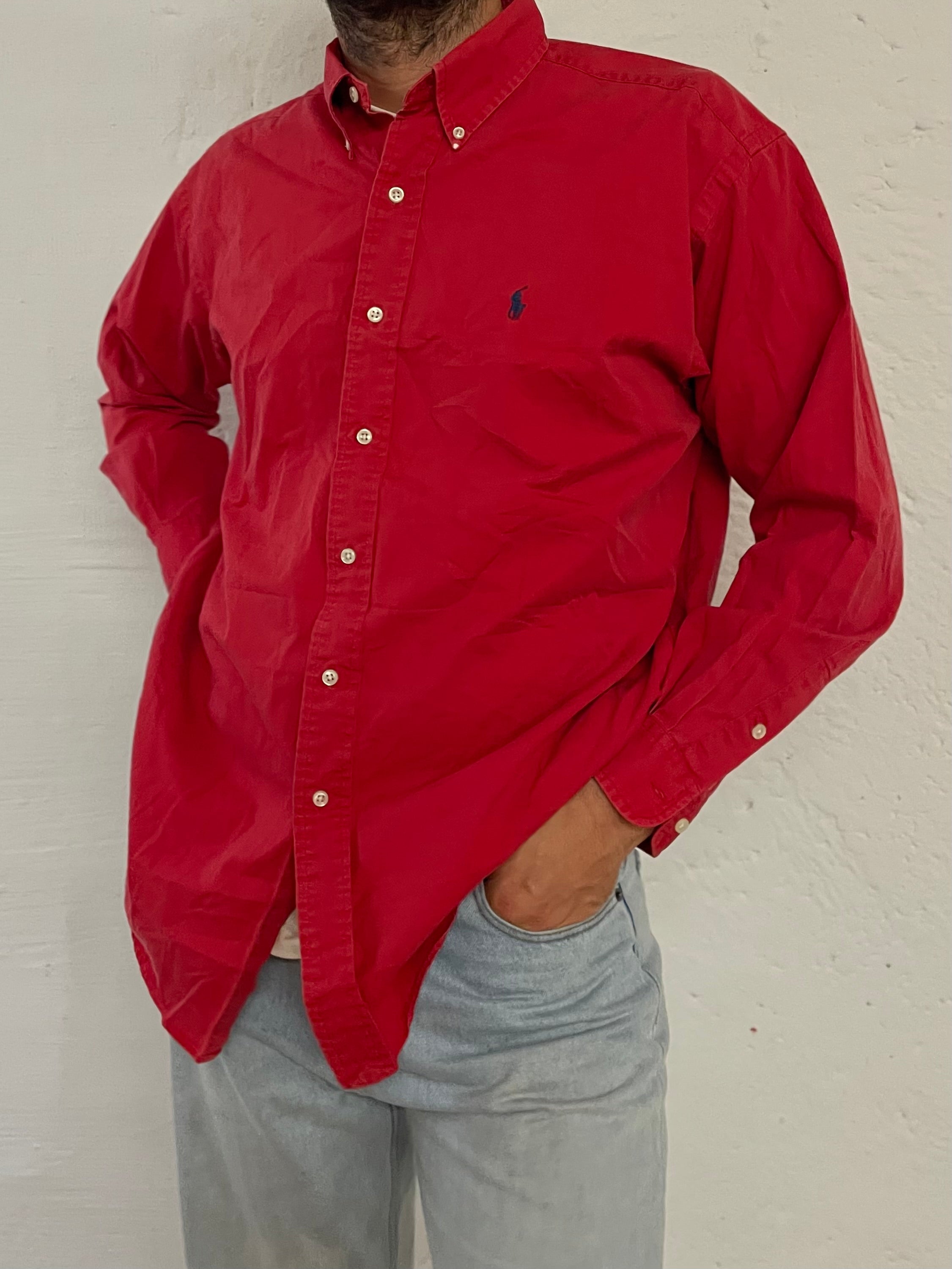 Vintage Polo Ralph Lauren Shirt 100% Cotton Red – M
