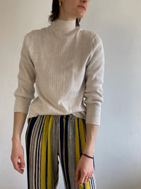 Trousers Vintage Straight Leg Striped Elastic Waist Unisex – M/L