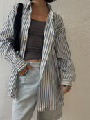 Blau/weiß gestreiftes Langarmhemd Size M/L - Kleiderhaufen - Default Title