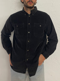 Vintage HAZARD Regular Fit Shirt Black Long Sleeve – L