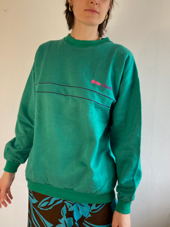 Sweater Vintage Turquoise Cotton & Acrylic Longsleeve Unisex – L