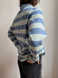 Bexleys Woman Polo Longsleeve Grey and Blue 100% Cotton Unisex - XL