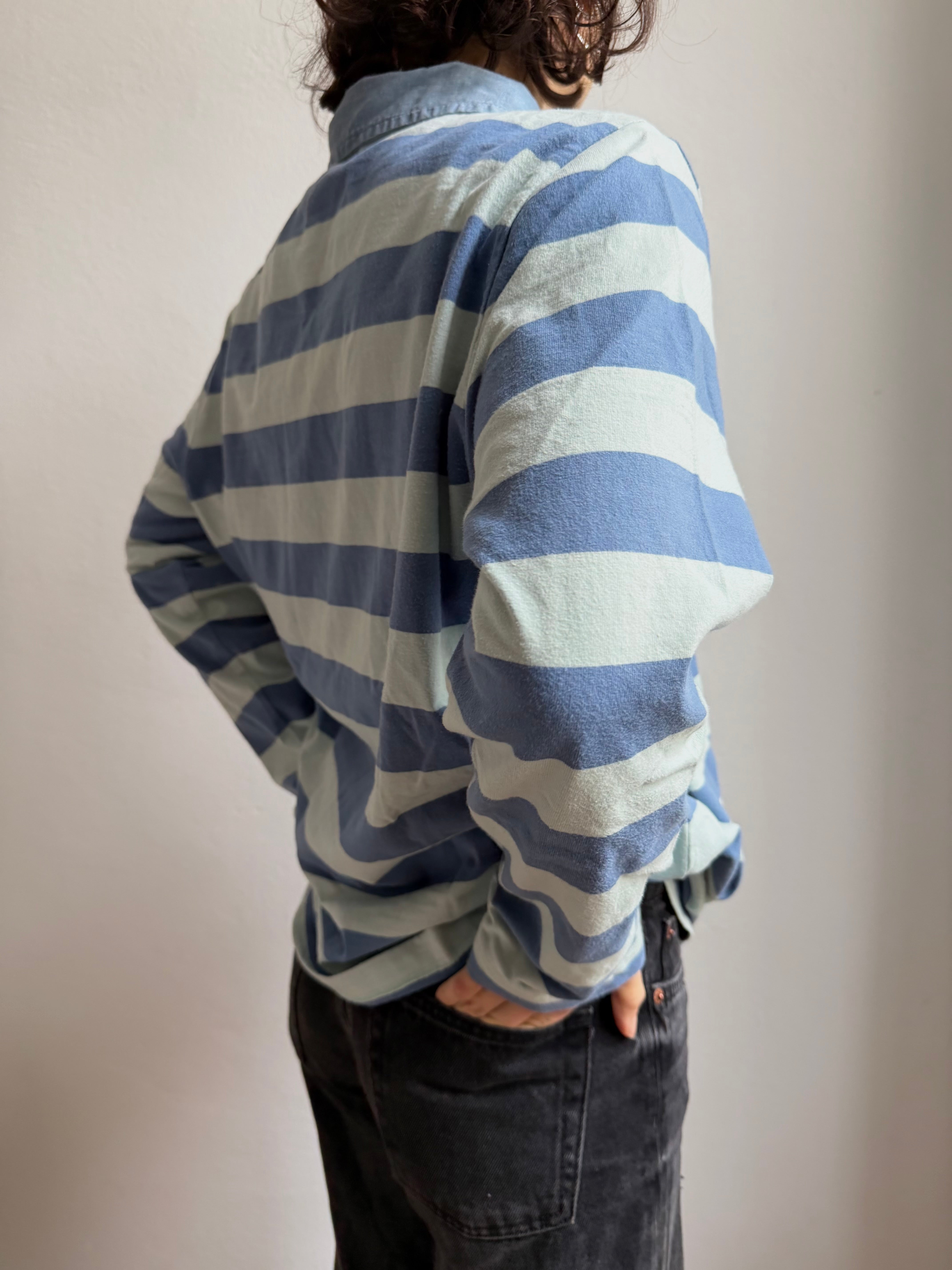 Bexleys Woman Polo Longsleeve Grey and Blue 100% Cotton Unisex - XL