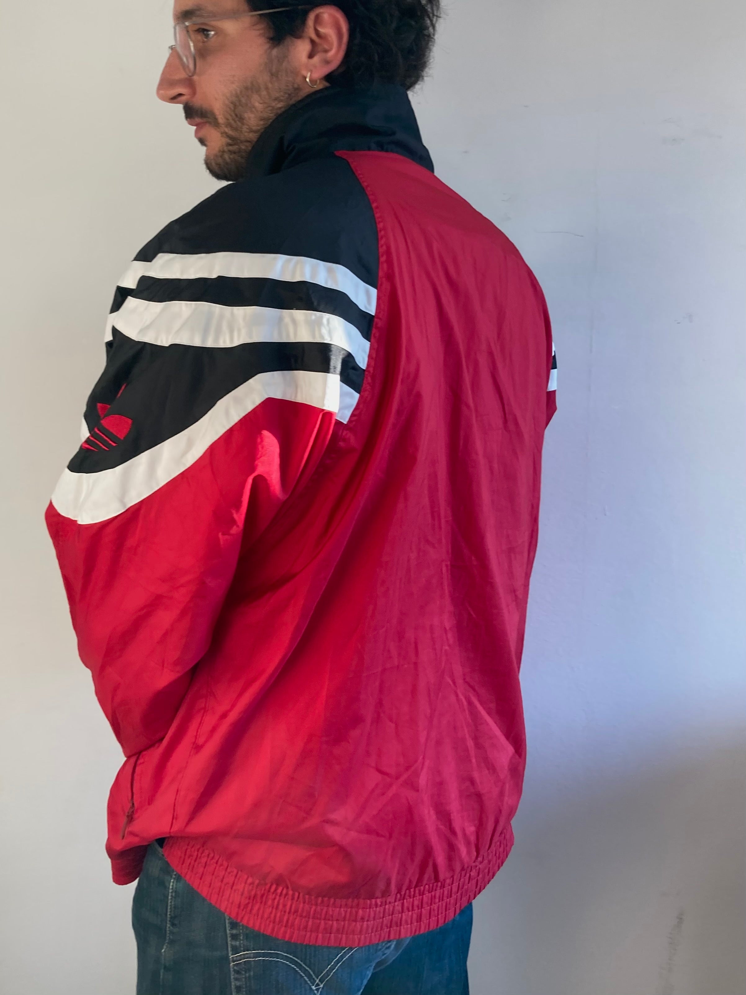 Jacket Vintage Track Jacket Adidas Red Black Men – XL