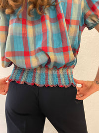 Schulterfreies Top kariert S