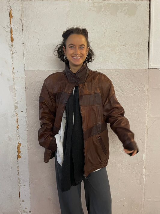 Light and Dark Brown Vintage Leather Jacket