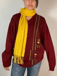 Sweater Vintage Red Yellow Oversized Long Sleeve Unisex – M