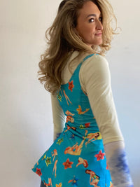 Dress Vintage Layering Blue 80s Print Skirt  – S/M