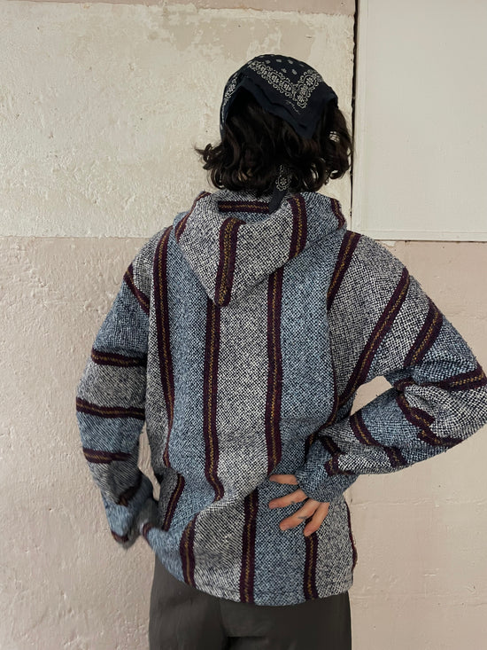 Vintage Wool Blend Hoodie Made in Mexico Grey Unisex – L