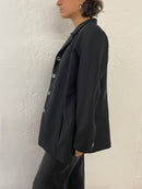 Pinstripe Blazer Long Sleeve Elegant Grey & Black– M/L