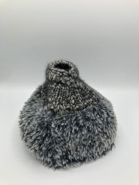 Warm Faux Fur Winter Hat with Top Opening – One Size