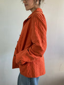 Jacket Vintage Orange Patterned Cotton Spring Lightweight Layering Unisex – M