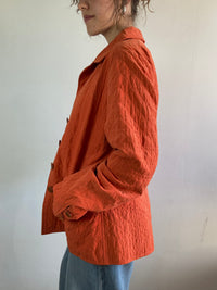 Jacket Vintage Orange Patterned Cotton Spring Lightweight Layering Unisex – M