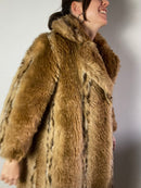 Coat Faux Fur Fluffy Warm Coat Brown Women – M