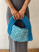 Gehäkelte große Handtasche Blau