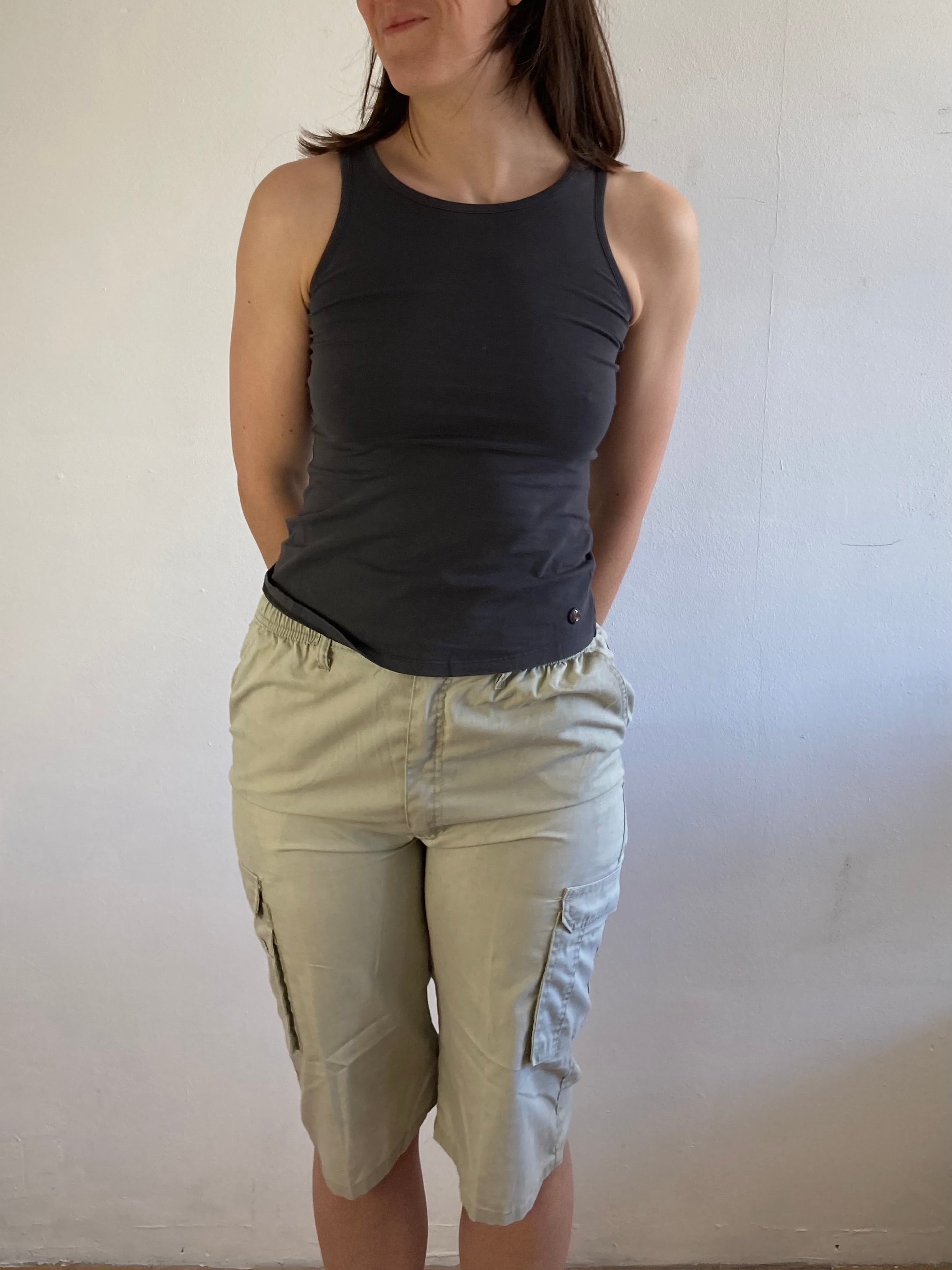 Top Shirt Slim Fit Basic Summer Grey Black Women – M