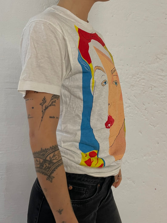 Screen Stars T-Shirt Large Front Print White – M